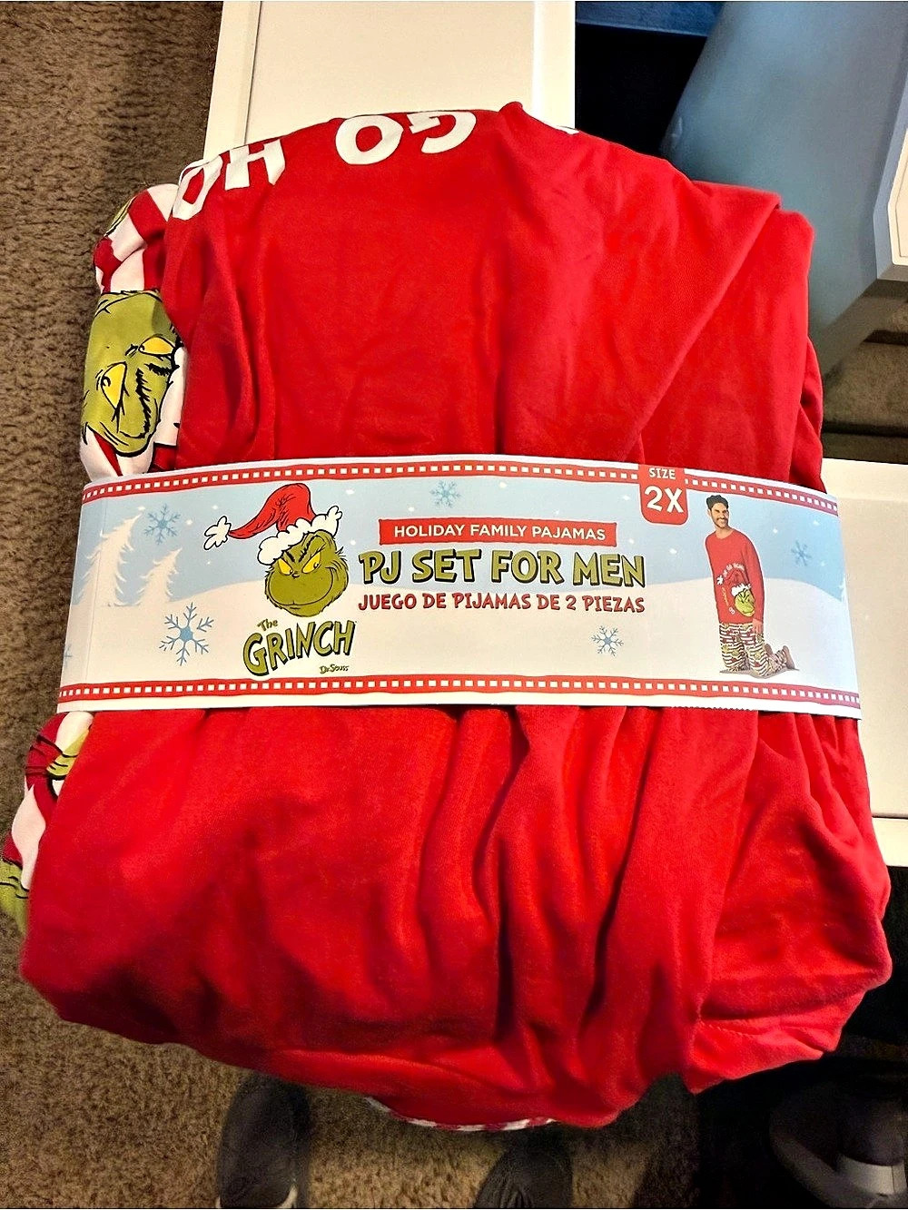 Grinch Family PJs Men's Red & White Striped Pajama Set 2XL